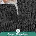 HOMEIDEAS Bathroom Rugs Set 2 Pieces, Ultra Soft Non Slip Absorbent Chenille Toilet Bath Mat Set (Charcoal/Dark Grey)