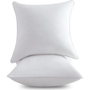 18 x 18 Pillow Inserts (Set of 2) - 18 Inch Square Interior Sofa Throw Pillow with 100% Cotton Cover - Decorative Pillow Insert Pair - White Couch Pillow