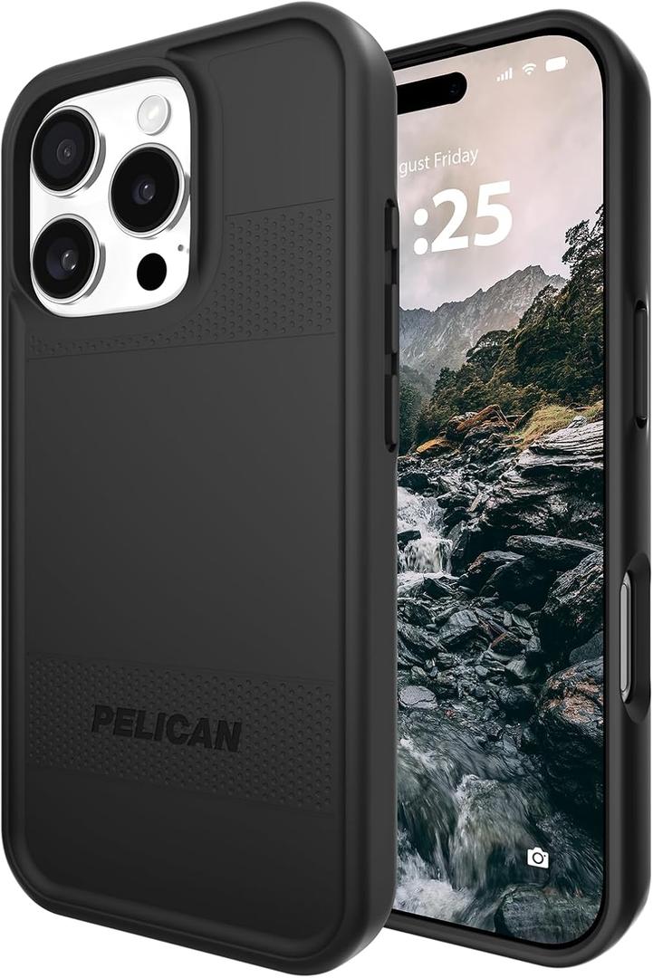 Pelican Protector iPhone 16 Pro Case [Compatible with MagSafe] Rugged Magnetic Phone Case with 16ft Military-Grade Drop Protection - Heavy Duty Phone Cover for iPhone 16 Pro - Black