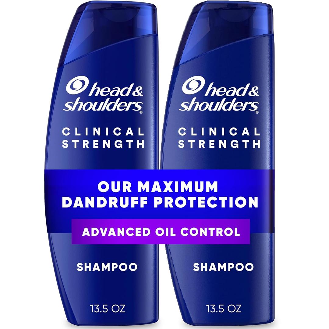 Head & Shoulders AntiDandruff Shampoo with 1% Selenium Sulfide, Clinical Strength Advanced Oil Control Twin Pack, Seborrheic Dermatitis Relief, Oily Scalp, 13.5 fl oz Each