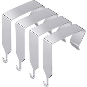 Funrous Over the Door Hook Panel Wall Metal Cubicle Picture Over Door Hanger for Clothing Mirror Hooks Office Cubicle Whiteboard Hanger(Silver, 4 Pieces)