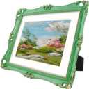 SIMON'S SHOP 11x14 Picture Frame in Light Green with Gold Accents, Vintage Picture Frames 11x14 with Mat for 8x10 Image, Gallery Wall and Tabletop Display Poster Frame