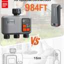 WiFi Sprinkler Timer 3 Zone with 984 FT Range, 3 Outlet Smart Water Timer for Garden Hose with Strong Wall Penetration/Rain Delay/Alexa & Google Voice/App Control, Water Hose Timers for Garden & Lawn