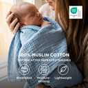 Bedsure 100% Cotton Muslin Blanket King Size for Bed - 4-Layer Breathable and Lightweight Thin Soft Summer Gauze Muslin Blanket for Adults, Blue, 108x90 Inches