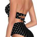 Tempt Me Women Two Piece Swimsuit High Waisted Bikini Halter Vintage Retro Bathing Suit Push up Swimwear (Black, L)