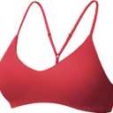 YEOREO Workout Sports Bras for Women Padded Y Back V Neck Bra Adjustable Straps Zaahira Backless Gym Yoga Tops (Maroon, Large)