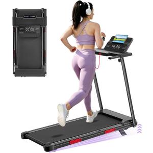 Compact Walking Pad Treadmill with Handle Bar and Incline for Home