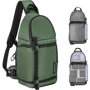 K&F CONCEPT Camera Sling Bag Crossbody Bag Camera Shoulder Backpack DSLR/SLR/Mirrorless Photography Bags Compatible with Canon/Nikon/Sony/Fuji/Gopro/DJI (Green)