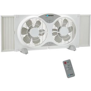 Tornado 9 Inch Window Fan with 3-Speed Settings and Detachable Base, Remote Control Window Fan for Home, Dual Fan, 23.5-35.4 Inch Expandable, 3 Function Modes (Cooling/Exhaust/Circulation), White
