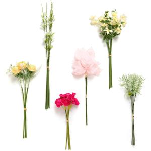 Ling's moment Artificial Greenery Stems Box Set, 27pcs with 6 Kinds of Faux Greenery Picks for DIY Bridal Bouquets Wedding Floral Arrangement Table Centerpieces, Passionate Pink & Blush