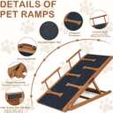 Dog Ramp for Bed, Non-Slip Pet Ramp with Adjustable Heights, Portable Foldable Dog Ramps for Cars, SUVs, Beds - Anti-Slip Traction Surface, Lightweight & Easy Storage