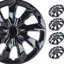 WOLFSTORM 4-Pack 17 Inch Hubcaps,Special Design Fashion Shape Replacement Rim Cover Hubcaps,Car Truck SUV Wheel Hub Accessories, Black Lacquer