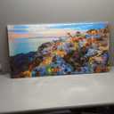 JXBYJP Large Santorini Greece Sunrise Sea Wall Art Architecture Landscape Picture Ocean Canvas Print Contemporary Artwork for Living Room Bedroom Office Home Decor Frame 20x40inch