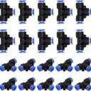 20 Pcs 1/4" OD Air Hose Fittings, Quick Push to Connect Fittings Pneumatic Fittings T Connector Splitter for Air Line Fitting Tube, Plastic Union Pipe Quick Release Air Line fittings