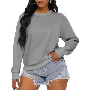 Nimsruc Women Crewneck Sweatshirts Long Sleeve Casual Oversized Sweatshirt (Large, S3355 Gray)