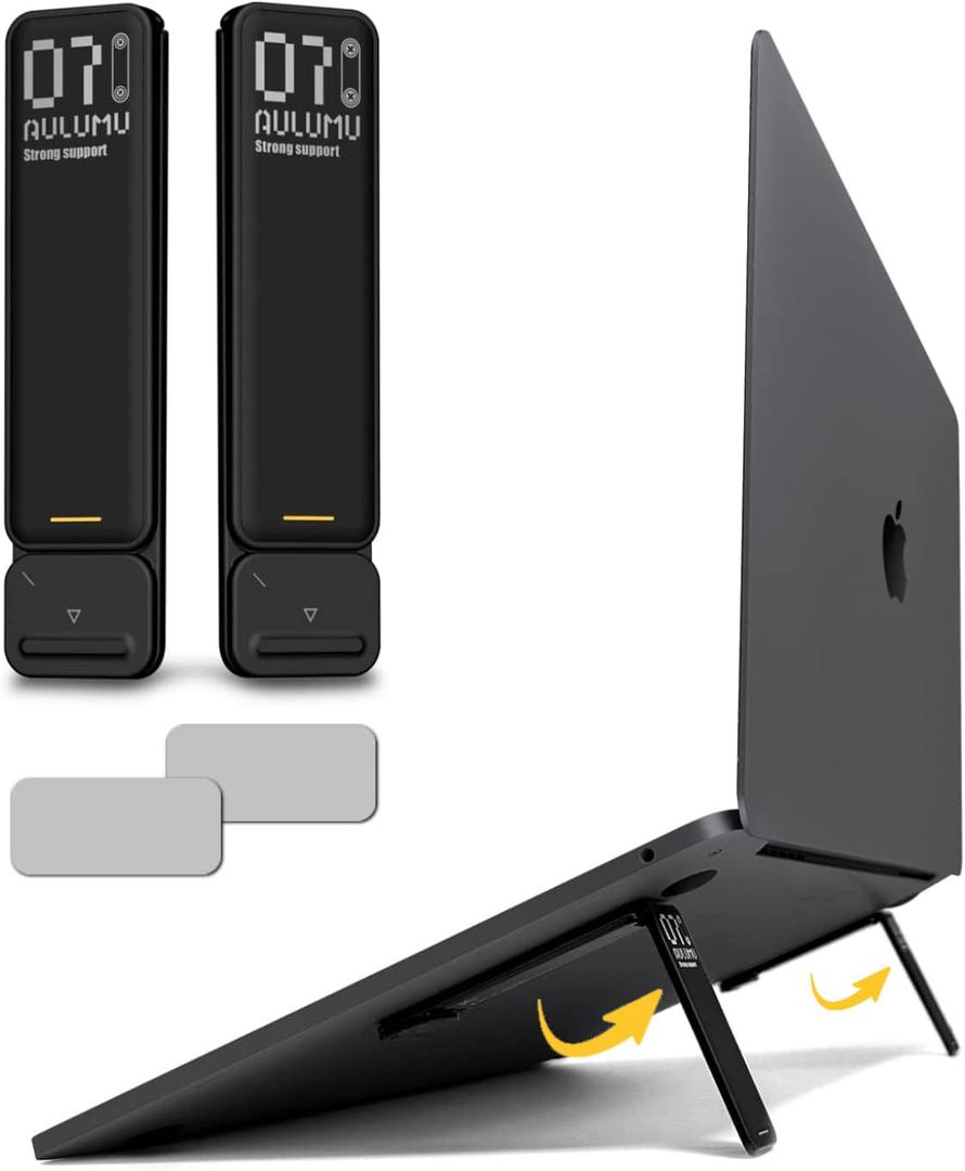 Aulumu G07 Pop Up Leg Stand | Super Portable Cooling Laptop Stand | Ergonomic Laptop Riser Lift for Desk for MacBook, All Laptops, Tablets, 8-20'', Black