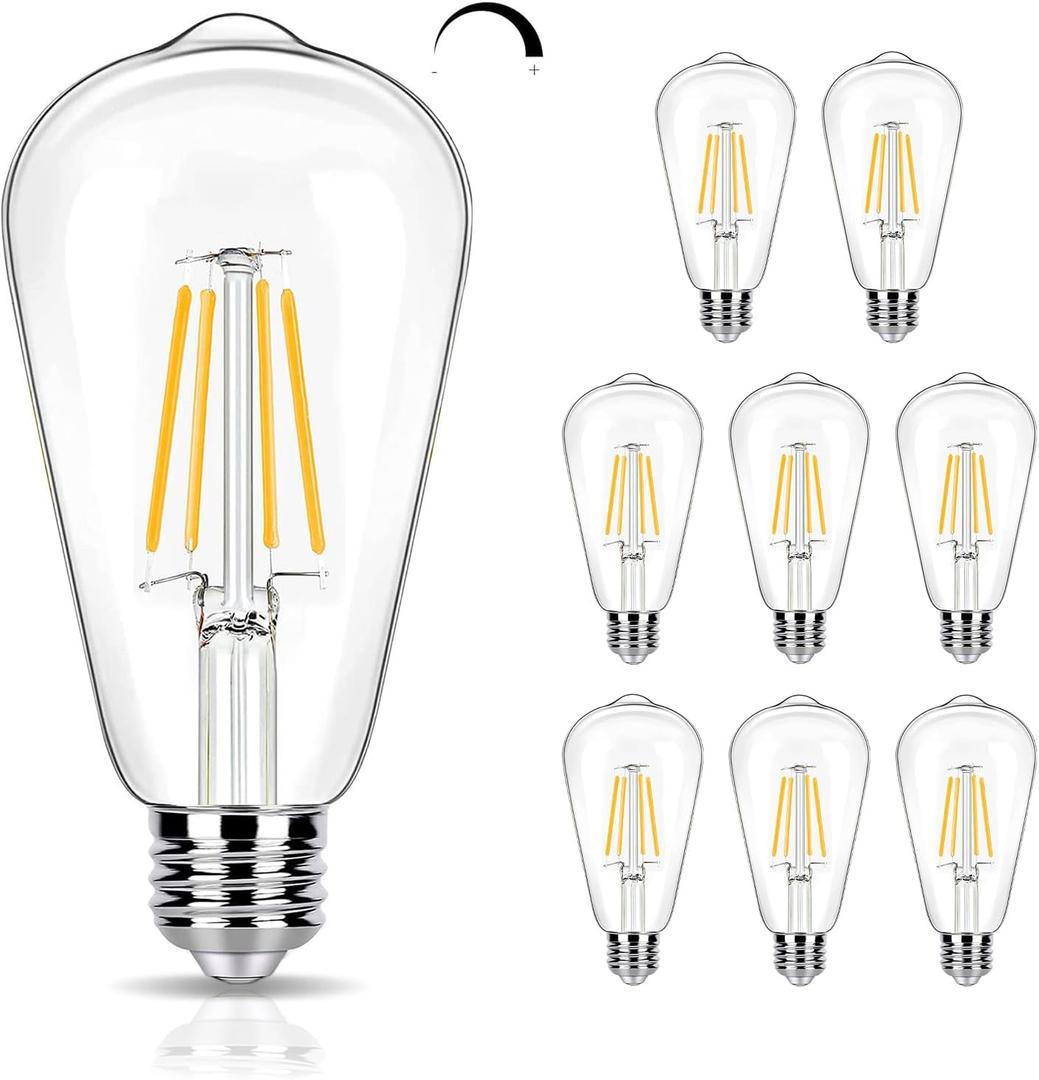 8 Pack Dimmable LED Edison Bulbs 40W Equivalent, 4W ST19 LED Light Bulbs for Ceiling Lighting Fixtures, 90 CRI, 450LM, E26 Base, 2700K Soft Warm White