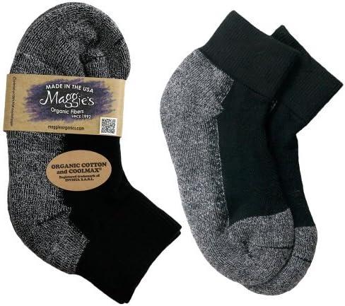 Maggie's Organic Cotton Low-Cut Sports Socks for Men & Women - One Pair Extra Large Size Black Low-Cut 14-16