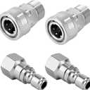 Pressure Washer Quick Connect Kit Swivel Fittings, M22 14mm to 3/8 Inch Quick Connect Hose Adapter Set, Stainless Steel, 4 Pieces