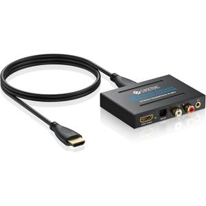 eSynic Portable 4K@30Hz HDMI Audio Extractor-No ARC/eARC & Not from HDTV to Soundbar-Easy to Setup-Metal Shell-for Gaming Consoles/Fire TV Stick to HDMI Monitor & Optical or 3.5MM & L/R Audio System