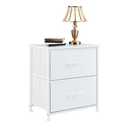 Simple Deluxe Nightstand 2 Drawers Dresser for Bedroom, 3-Tier Bedside Table with Fabric Bins, End Table for Living Room, Wood top Load-Bearing up to 44 lb, White