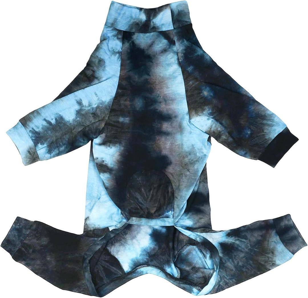 D.E.E Dog Pajamas Large Cotton Dog Clothes Warm and Comfortable Lightweight Jumpsuits Prevent Licking Wound (Black, M)