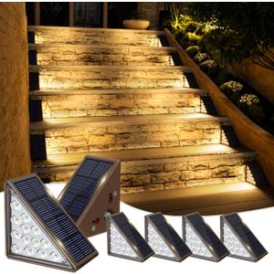 JOFIOS Solar Step Lights for Outside, 6pack Solar Stair Lights Outdoor Waterproof IP67, Outdoor Deck Step Light LED for Garden Stair, Patio, Front Door, Porch, Yard, Sidewalk Decor(Warm Brown)
