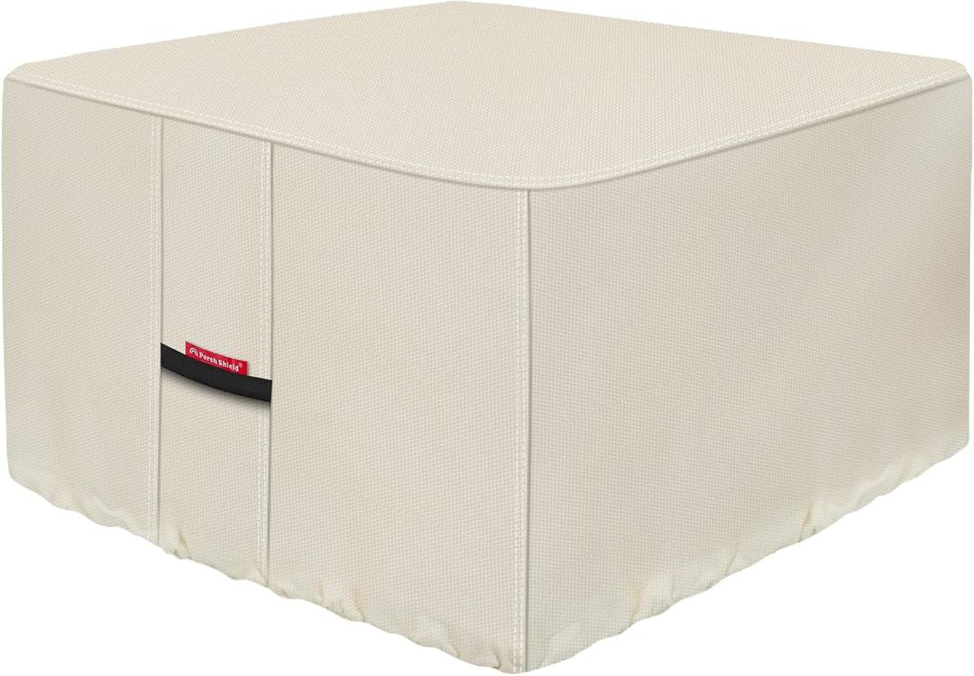 Porch Shield Fire Pit Cover - Waterproof 600D Heavy Duty Fade Resistant Square Patio Fire Pit Table Cover Beige - 32 x 32 inch