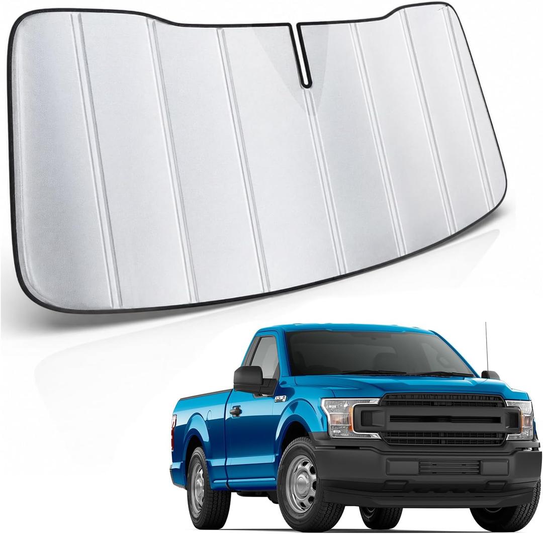 MAIKER OFF ROAD Windshield Sunshade Compatible with Ford F150 2015-2020 | Custom Size,Foldable Front Windshield Sun Visor, Window Sunshade Cover, UV Heat Blocker,Easy To Use, Car Accessories