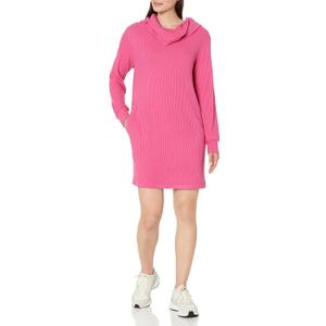 Velvet by Graham & Spencer Women's Winnie Cowl Neck Sweater Midi Dress (Hot Pink), Small