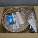 ZECOXOL Arc Floor Lamp with Table and Shelves,Rattan Boho Floor Lamp with Remote Control,Rustic Floor Lamps for Bedroom Wicker Standing Lamp with 3 Color Temperature Tall Lamp for Living Room Corner (11.6inch, black-Straight)