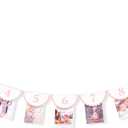 Pink Monthly Milestone Photo Banner - Baby Girl First Year Photo Banner, Pink 1st Birthday Party Decoration for Girl, Newborn to 12 Months Photo Garland, Girl Birthday Cake Smash Photo Props Backdrop