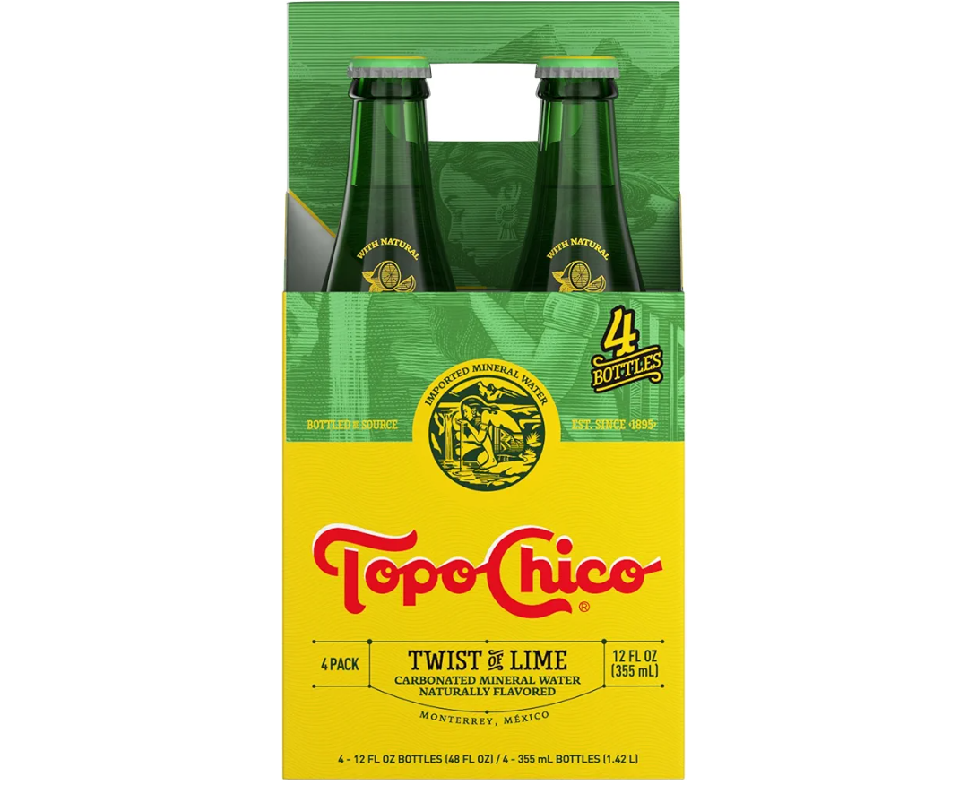 Topo Chico Sparkling Mineral Water, Twist of Lime, 12 Fl Oz, Pack of 12