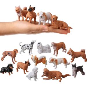 Dog Figures for Kids, 12pcs Plastic Realistic Puppy Figurines, Small Dog Cake Topper, Learning Educational Toys for Christmas Birthday Gift