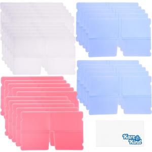 Kare & Kind 30x Facial Mask Storage Clip Folder - Reusable Cover Holder - Portable Mask Organizer to Protect and Store Disposable Masks Neatly - For Home Office Travel - Pink/Blue/Transparent