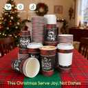 Disposable Coffee Cups with Lids for 100 Guests 16 oz, Christmas Buffalo Plaid Hot Cups for Coffee/Tea/Water/Juice, Xmas Premium Party Tableware Sets for Holiday, Winter, School, Family