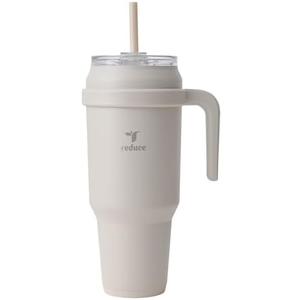 REDUCE Reusable 50 oz Cold1 Water Tumbler – Ergonomic Handle – Double-Wall Insulation – Sturdy Desktop/Tabletop Mug with Lid and Straw – BPA-Free – Stainless Steel for Gym, Home, Office – Casa Blanca