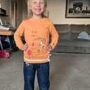 MAXIMGR Toddler Girl Clothes Baby Girl Outfits Cute Long Sleeve Cartoon Top + Jeans Pants Fall Winter Girls Clothing Sets (6 Years, Light Orange)