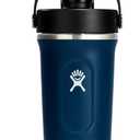 Hydro Flask Shaker Bottle  Insulated Stainless Steel Gym Bottle for Pre Workout & Protein 24 Oz Indigo Blue