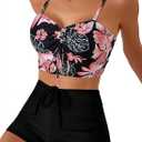 Herseas Modest Swimsuits for Women Tummy Control High Waisted Bikini Full Coverage Set Swim Shorts Sporty 2 Piece Bathing Suit Fashion Beachwear Black XX-Large