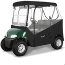 Golf Cart Enclosure 2 Passenger for EZGO TXT RXV 2-Seater 600D Waterproof Transparent Driving Rain Cover 57.5 Inch Roof 4-Sided Clear Windows Roll-Up Door Black