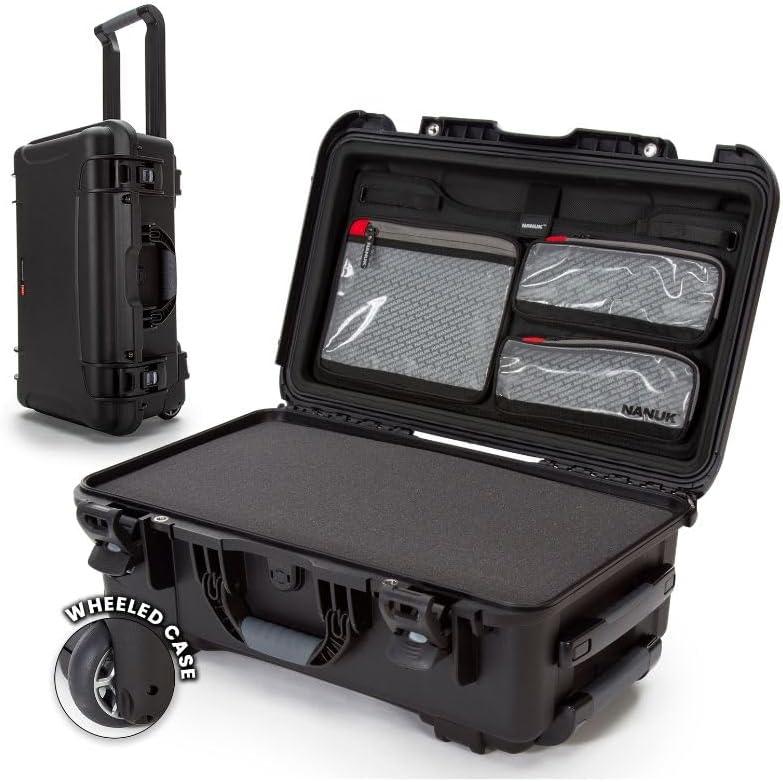NANUK 935 Hard Case with Cubed Foam and Lid Organizer  Waterproof Protective Equipment Case with Wheels, 22 x 14 x 9  Dustproof, Airline Carry-On Approved  Black