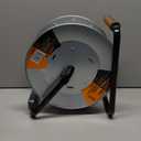 Masterplug 1ft Cord Reel, Metal Cable Drum, Retractable Extension Lead with Winding Handle, Safety Overload Circuit Breaker and Power Switch, 4x Grounded Outlets, 15amps, 12AWG Cable