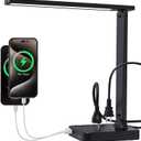 cozoo Desk Lamps for Home Office,Modern LED Desk Lamp for Dorm with 2 USB Charging Ports/Type C Port,2 AC Outlets,3 Lighting Mode,3 Level Brightness,Touch Control/Timer/Eye-Caring Foldable Table Lamp