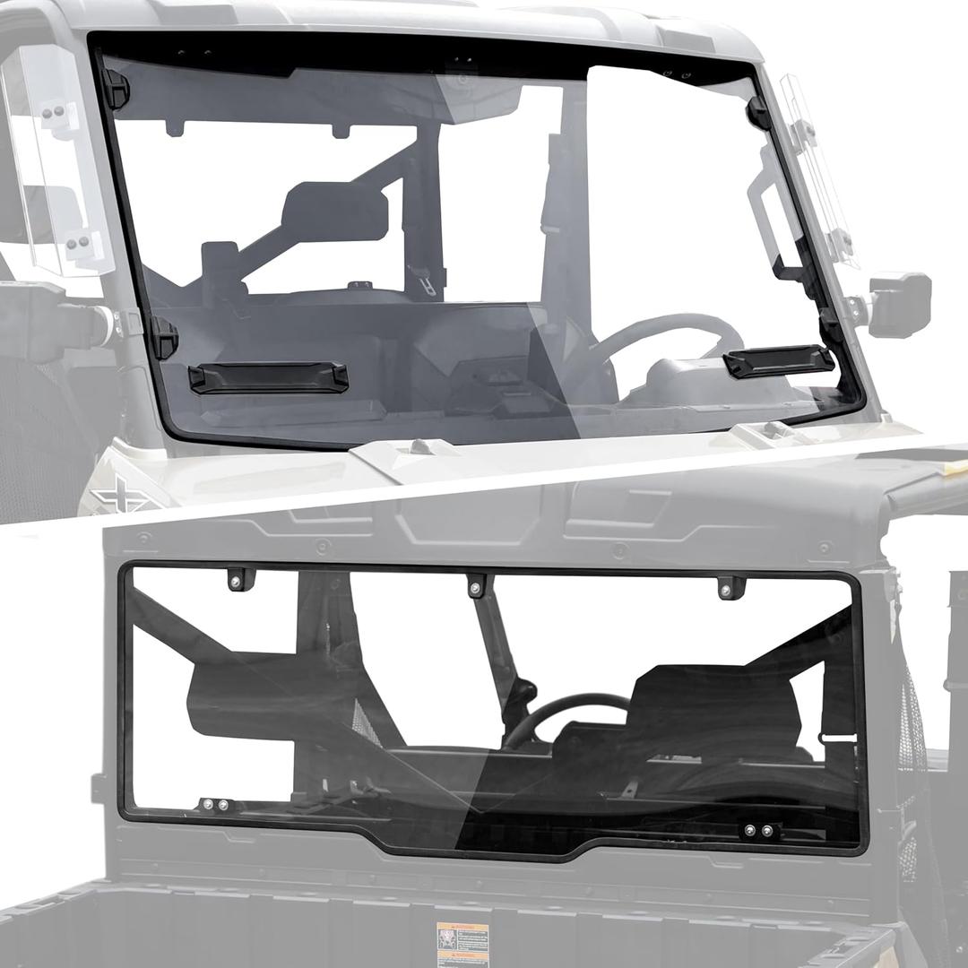 SAUTVS Rear & Front Windshields for Ranger 1000/XP 1000 17-25, Clear Front and Rear Poly Full Windshields Windows for Polaris Ranger XP 1000/Ranger 1000/XP 900/Diesel/Crew 2017-2025 Accessories