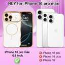 Fiyart Designed for iPhone 16 Pro Max Case, Cute Wave Frame Curly Shape Love Hearts Plating for Women Girls Camera Protection Compatible with MagSafe Magnetic Shockproof Bumper 6.9"-White