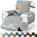 XINEAGE Clearance 100% Waterproof Recliner Chair Cover, Non Slip Covers for Recliner Chair with Pocket, Washable Dog Recliner Couch Cover with Elastic Straps (Light Gray, 23.6")