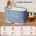 Portable Bathtub, Foldable Bathtub No Installation, Freestanding Shower Bathtubs with Cushion, Collapsible SPA Soaking Bath Tub, Hot & Ice Bath Tub for Indoor Outdoor (Light Gray)
