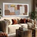 Dolidoteart Canvas Wall Art, Large Abstract Wall Art Print in Neutral Brown Beige Gold, Geometric Textured-Look Artwork for Living Room Bedroom Office, 24x48 Inch