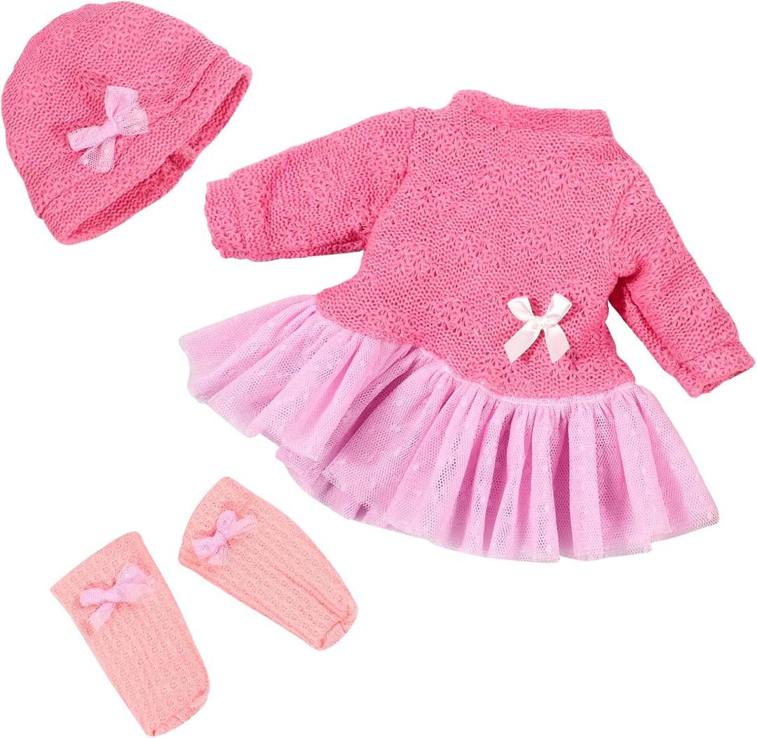 Baby Doll Clothes 14-16 Inch, 3 Sets Stylish Dress, Sweater Costume, Cute Alive 13 Inch Outfit Accessories, Gifts for Little Girls